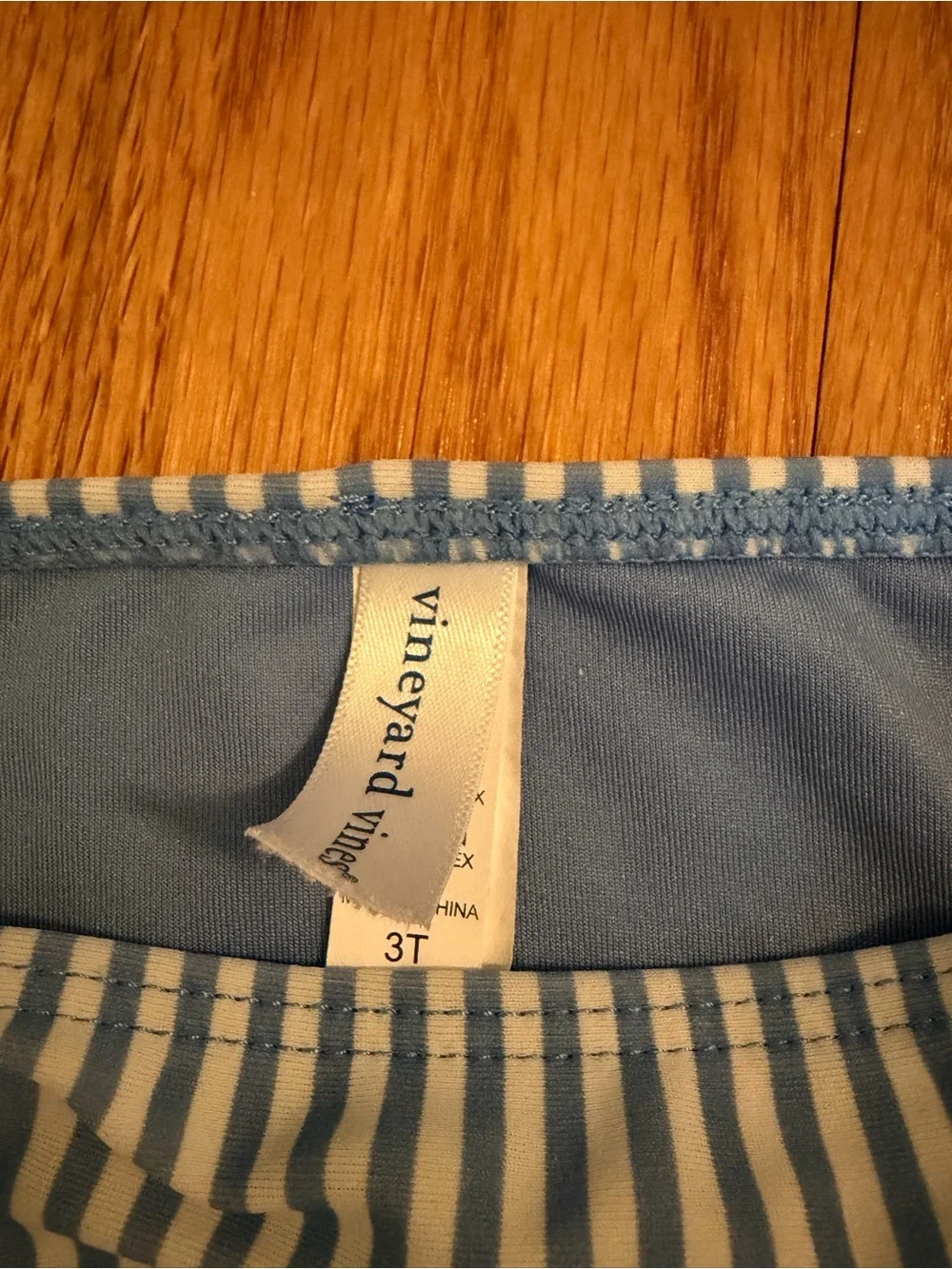 Vineyard Vines Light Blue & White Striped Girls Reversible two piece swimsuit
